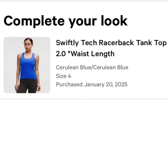 NEW Swiftly tech racerback tank top 2.0 waist length size 4 in cerulean blue - Picture 2 of 3